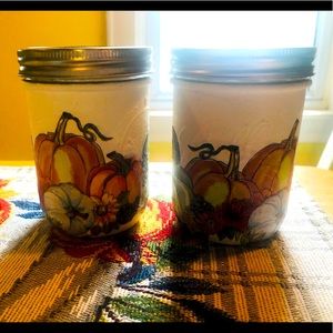 Set of two custom handmade fall ball jars